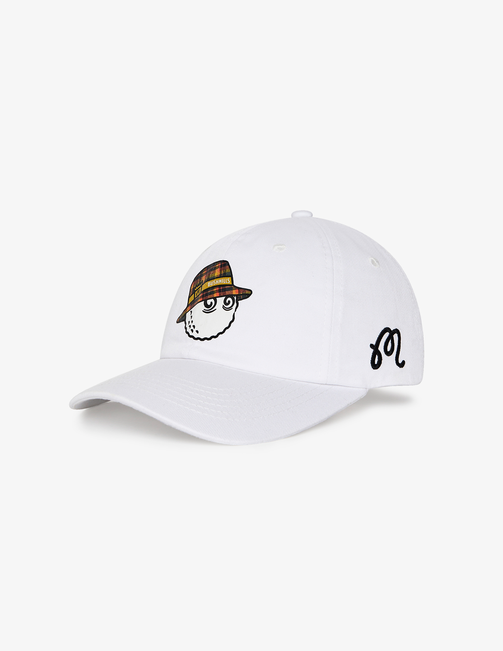 Bushmills x Malbon white hat angled to the left.
