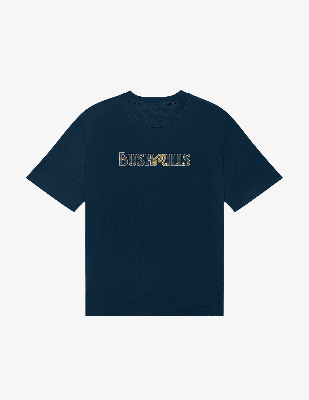 Back of Bushmills x Malbon navy t-shirt.