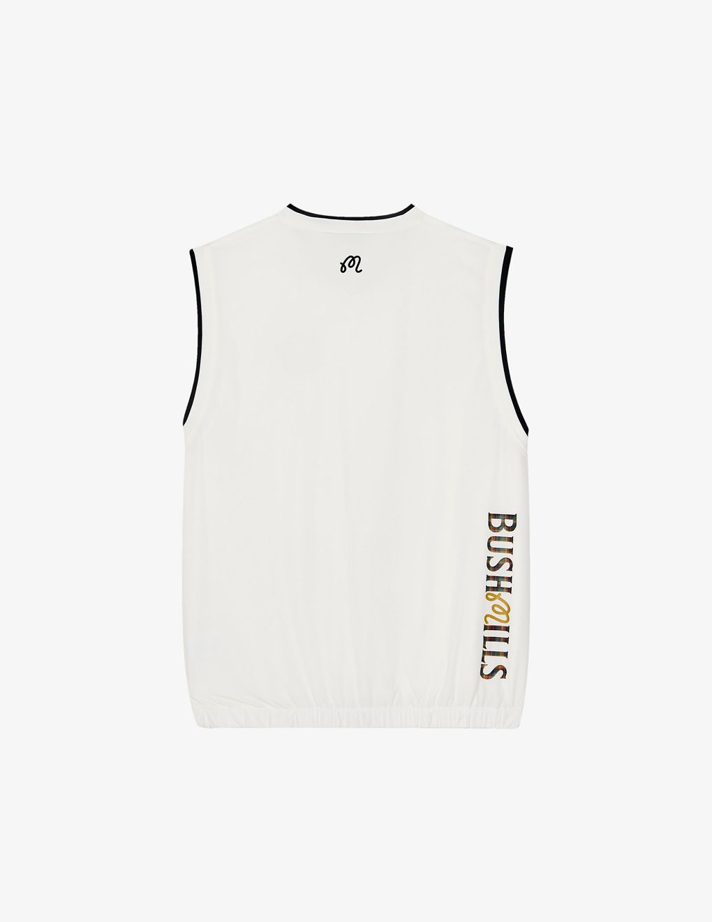 Back of Bushmills x Malbon white vest.