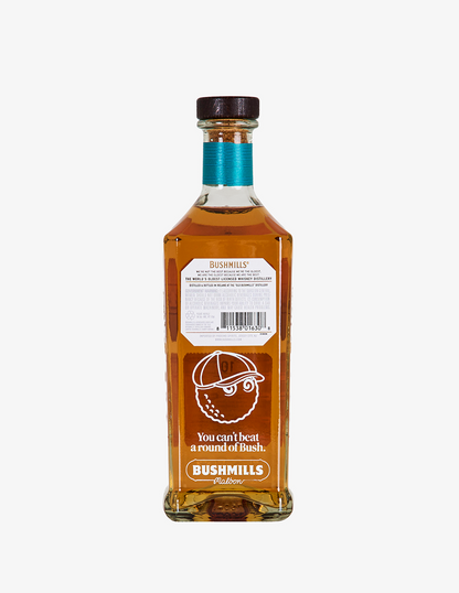 Bushmills x Malbon 10 Year Single Malt with engraving featured on back.