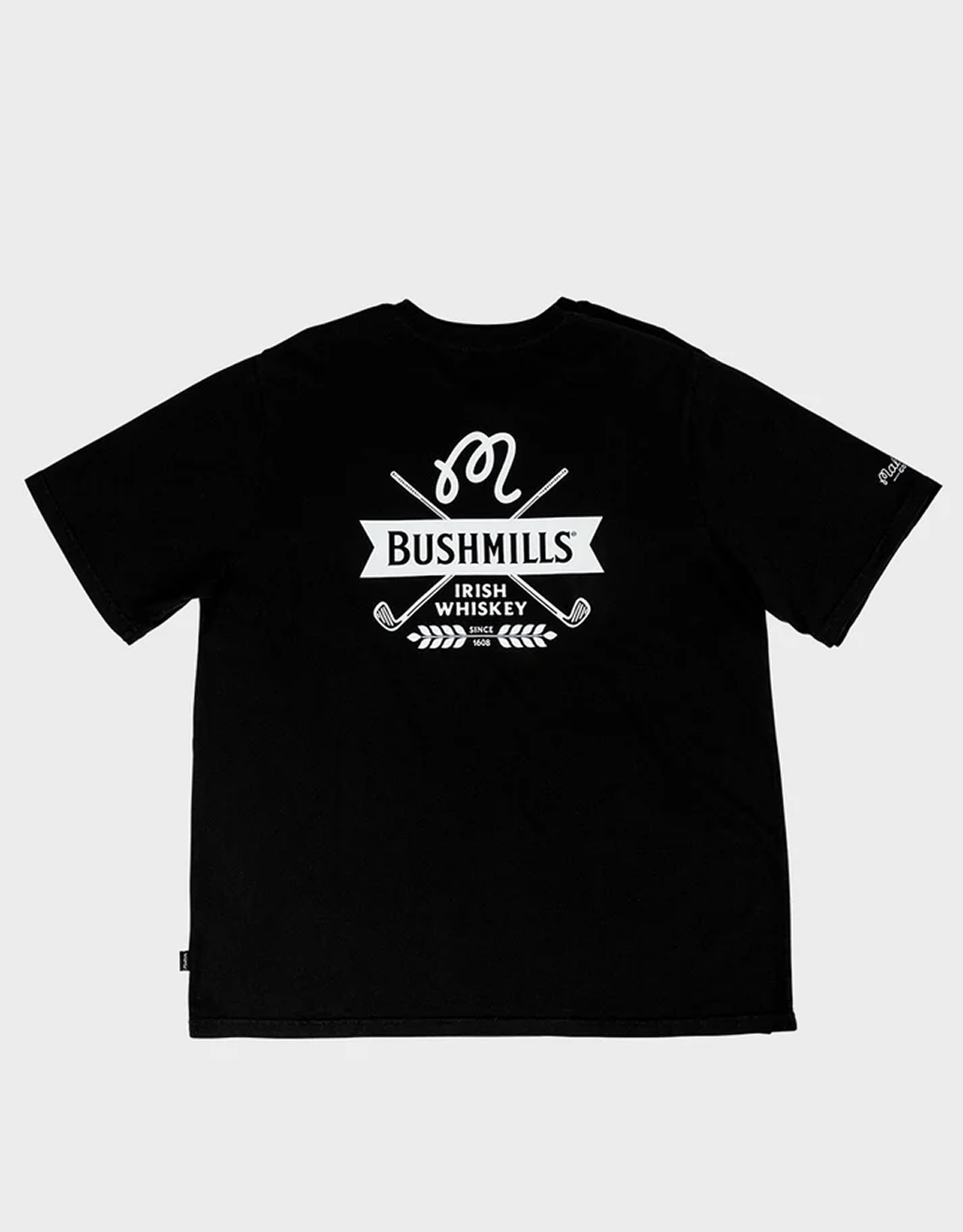 Back view of Bushmills x Malbon black tee.