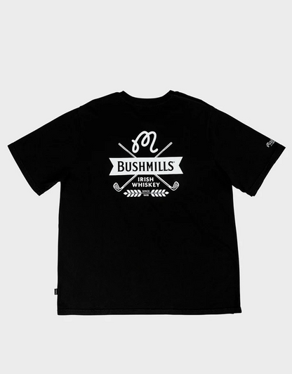 Back view of Bushmills x Malbon black tee.