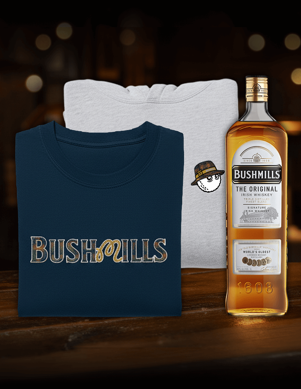 Bushmills Malbon Golf Gift Set, complete with Visor and Bushmills 10Y bottle.