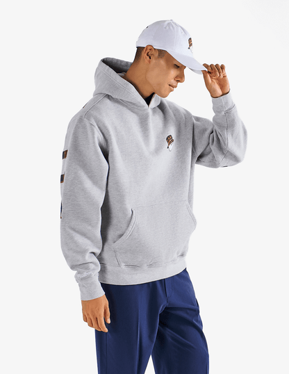 Man modeling Bushmills x Malbon white hat side view.