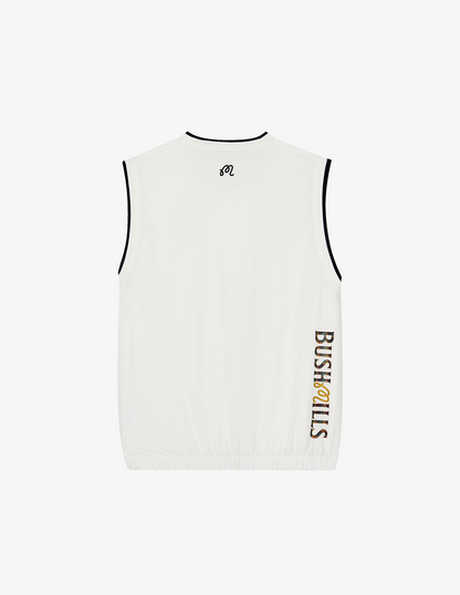 Back of Bushmills x Malbon white vest.