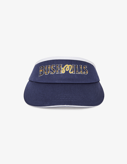 Front view of Bushmills x Malbon navy visor.